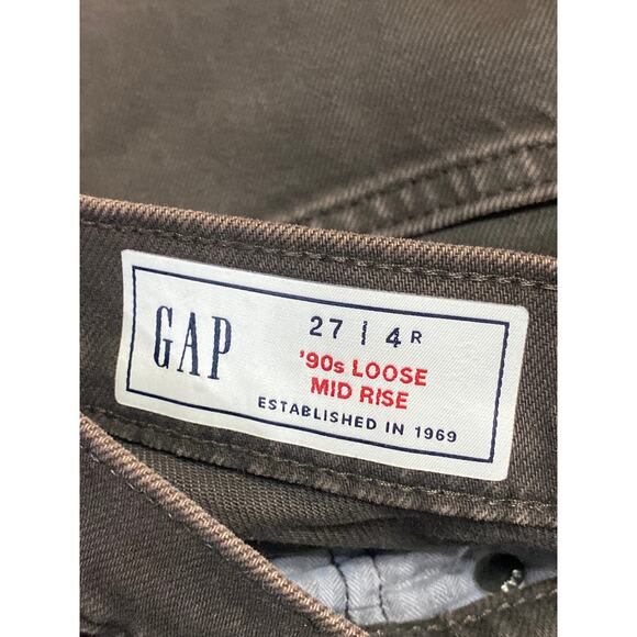 Gap 90s Loose Women's Brown Mid Rise Relaxed Straight Leg Denim Jeans Size 27 - Picture 3 of 4